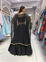 Thumbnail for Malishka Export Georgette With Embroidery Black Lehenga Choli Set With Shrug - Black - Distacart