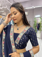 Thumbnail for Malishka Export Navy Georgette With Embroidery Lehenga Choli Set - Navy Blue - Distacart