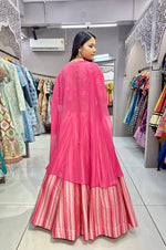 Thumbnail for Malishka Export Pink Slub Silk With Embroidery Zari Lehenga Choli Set With Shrug - Pink - Distacart