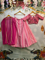 Thumbnail for Malishka Export Pink Slub Silk With Embroidery Zari Lehenga Choli Set With Shrug - Pink - Distacart