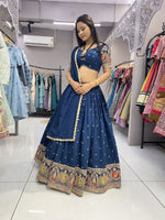 Thumbnail for Malishka Export Rama Roman Silk With Embroidery Zari Lehenga Choli Set - Rama - Distacart