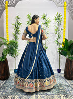 Thumbnail for Malishka Export Rama Roman Silk With Embroidery Zari Lehenga Choli Set - Rama - Distacart