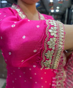 Thumbnail for Malishka Export Women's Chanderi Embroidery Kurta Pant With Dupatta - Pink - Distacart