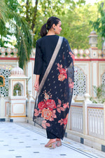 Thumbnail for Malishka Women's Black Polyester Embroidered Straight Kurta Pant With Dupatta - Distacart