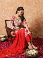 Thumbnail for Malishka Women's Rayon Embroidery Straight Kurta with Pant And Dupatta Set - MultiColour - Distacart