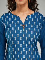 Thumbnail for Malishka Women's Rayon Khadi Printed Straight Kurta with Pant And Dupatta Set - Petrol - Distacart