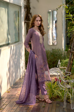 Thumbnail for Avantini Women's Purple Tissue with floral printed and Embroidered Straight Kurta Pant With Dupatta - Distacart