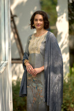 Thumbnail for Avantini Women's Grey Tissue with floral printed and Embroidered Straight Kurta Pant With Dupatta - Distacart