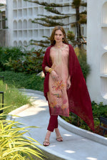Thumbnail for Avantini Women's Peach Viscose Tissue with floral printed and Embroidered Straight Kurta Pant With Dupatta - Distacart