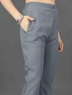 Thumbnail for Malishka Women's Grey Cotton Blend Embroidered Straight Kurta Pant With Dupatta