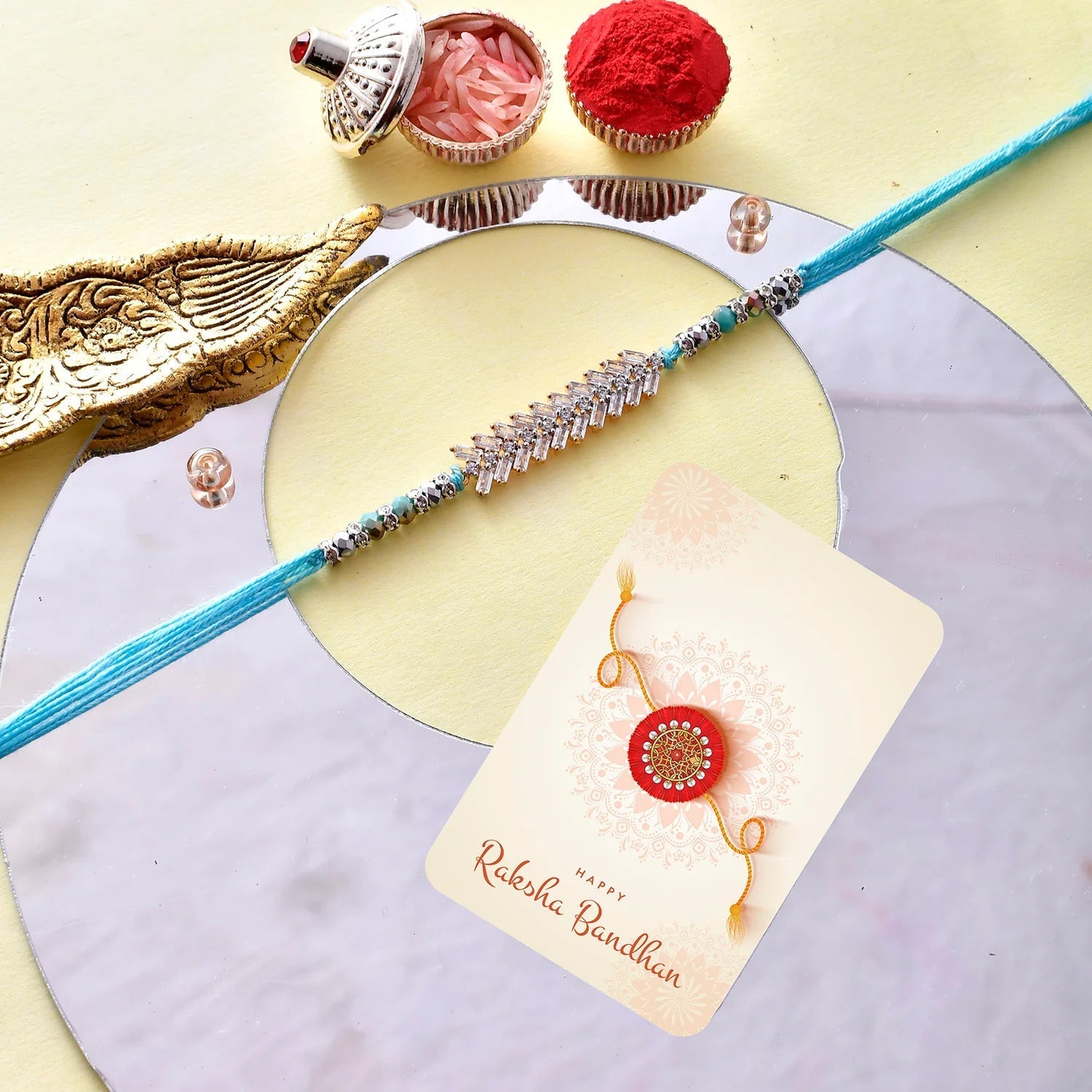 trueBrowns X Voylla Men's American Diamond Blue Thread Rakhi For Brother - Distacart