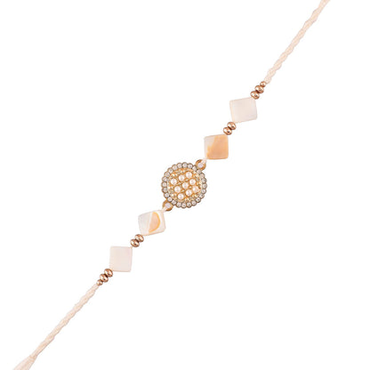 trueBrowns X Voylla White Pearls And Shell Men's Rakhi For Brother - Distacart