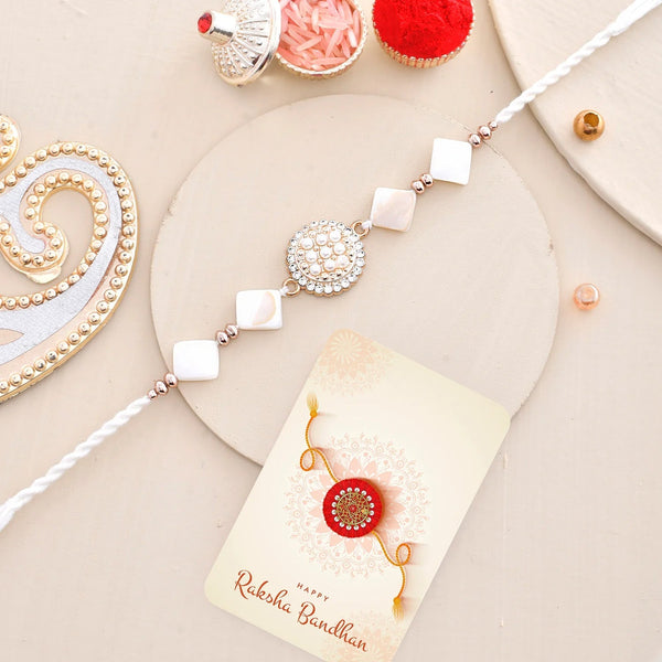 trueBrowns X Voylla White Pearls And Shell Men's Rakhi For Brother
