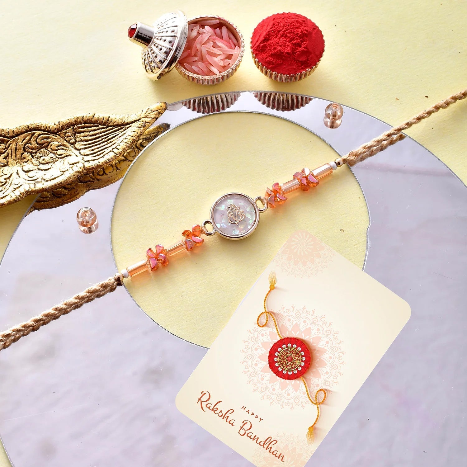 trueBrowns X Voylla Men's Bejewelled Om Thread Rakhi For Brother - Distacart