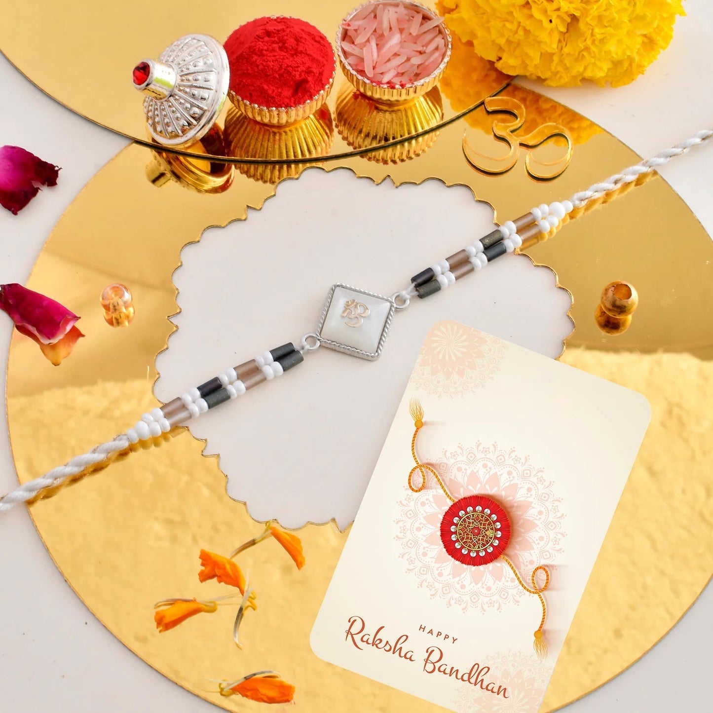 trueBrowns X Voylla Men's Om Beaded Thread Rakhi For Brother - Distacart