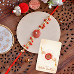 Thumbnail for trueBrowns X Voylla Men's Red Enamelled White Pearls Thread Rakhi For Brother