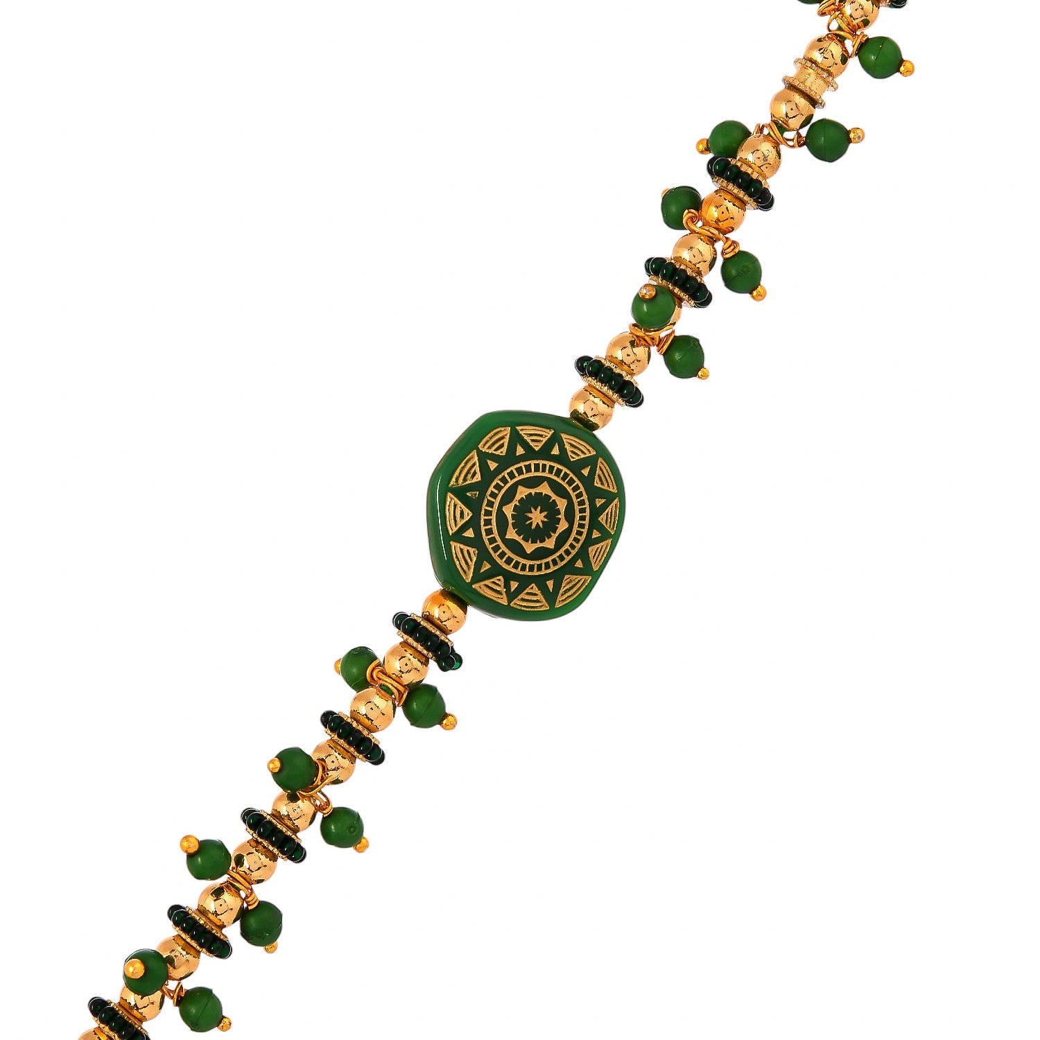 trueBrowns X Voylla Men's Green Enamelled White Pearls Thread Rakhi For Brother - Distacart