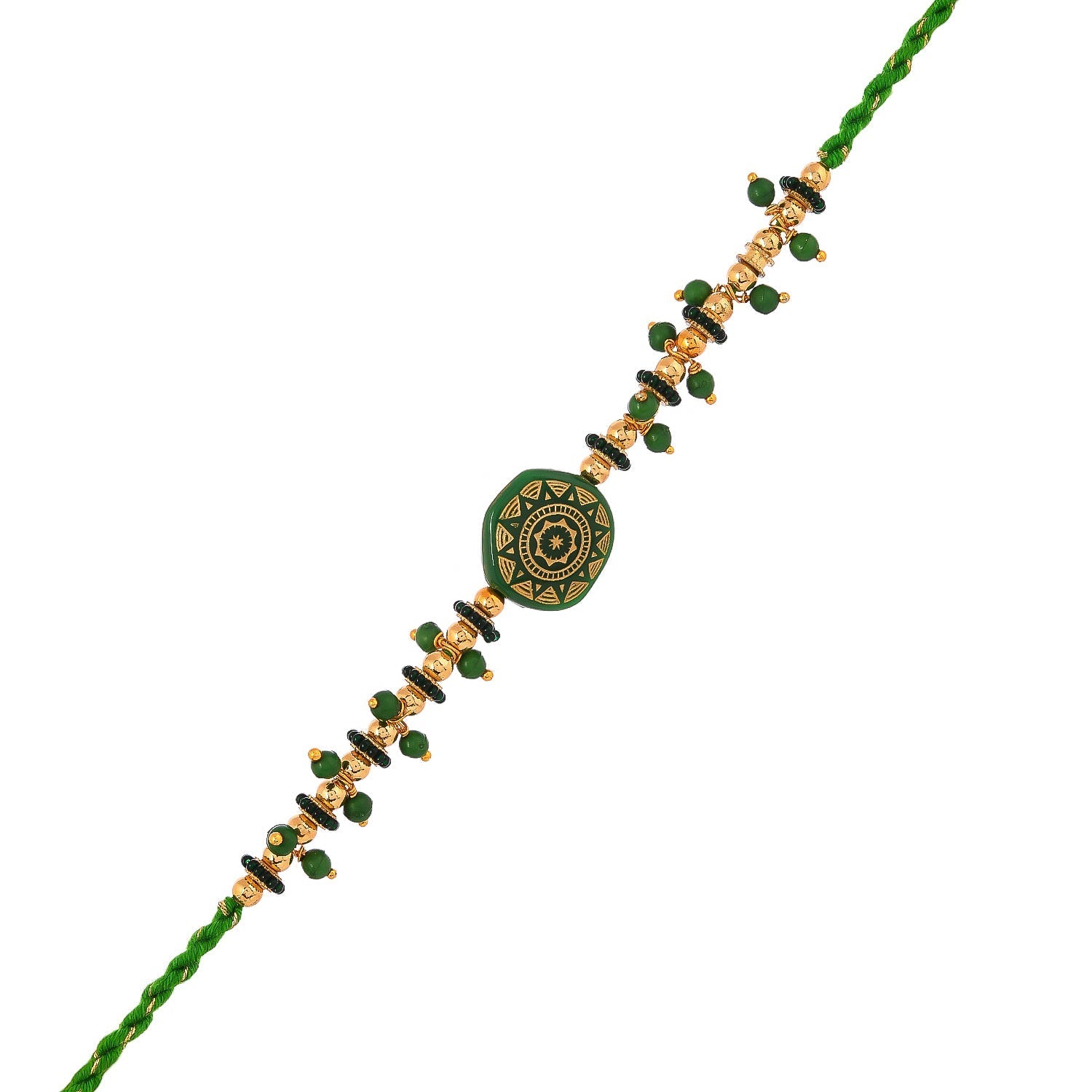 trueBrowns X Voylla Men's Green Enamelled White Pearls Thread Rakhi For Brother - Distacart