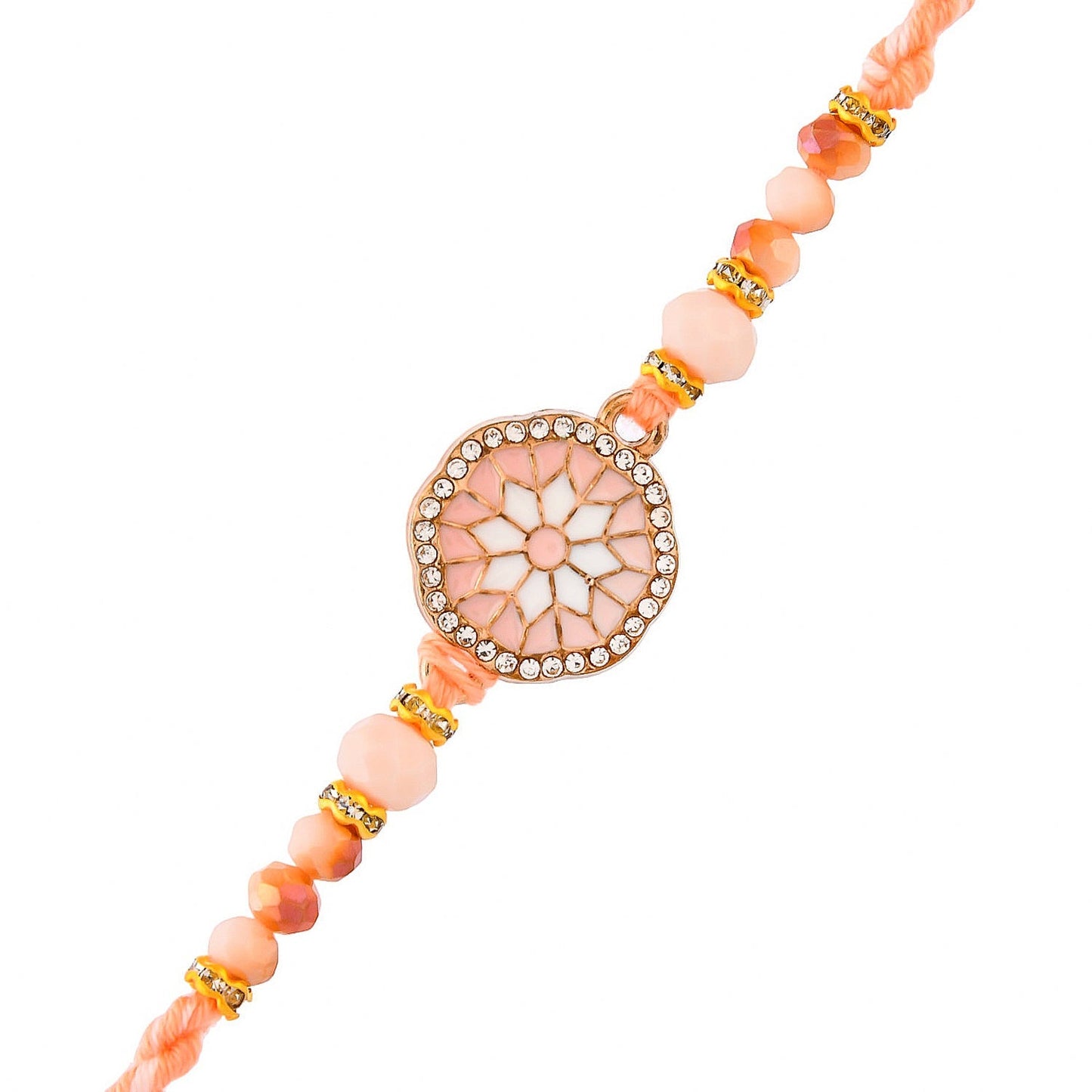 trueBrowns X Voylla Men's Orange Thread Traditional Design White Pearls Rakhi For Brother - Distacart