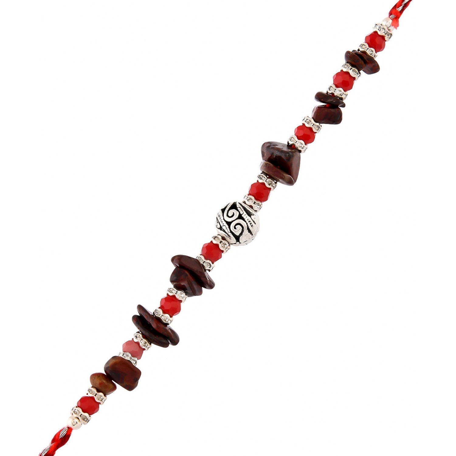 trueBrowns X Voylla Red Beads Bohemian Motif Thread Rakhi For Brother - Distacart