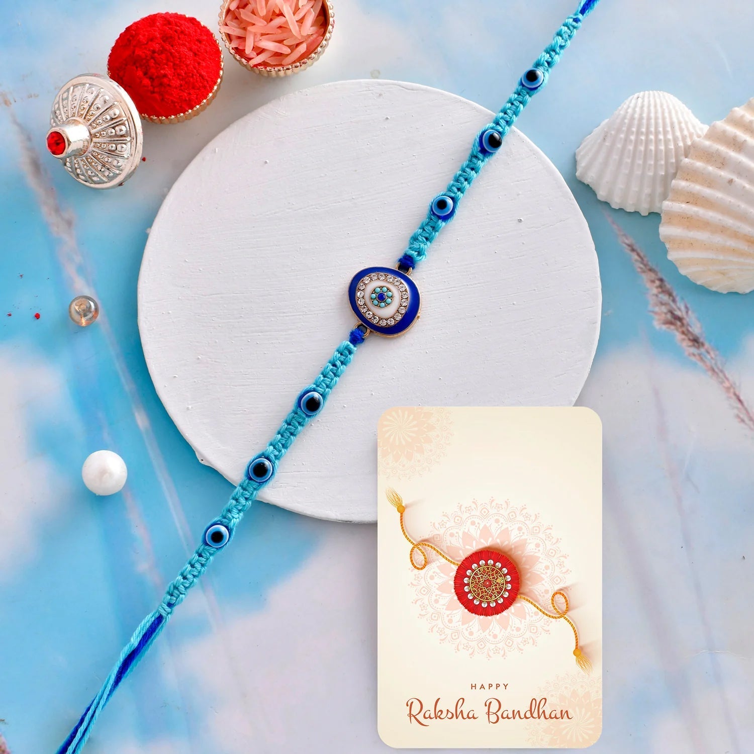 trueBrowns X Voylla Evil Eye Men's Thread Rakhi For Brother - Distacart