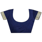 Thumbnail for Joban Fashion Navy Blue Ethnic Floral Motifs Soft Lichi Silk Banarasi Saree - Distacart