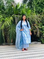 Thumbnail for Malishka Women's Viscose Printed Straight Kurta Pant With Dupatta - Sky Blue - Distacart