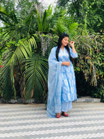 Thumbnail for Malishka Women's Viscose Printed Straight Kurta Pant With Dupatta - Sky Blue - Distacart
