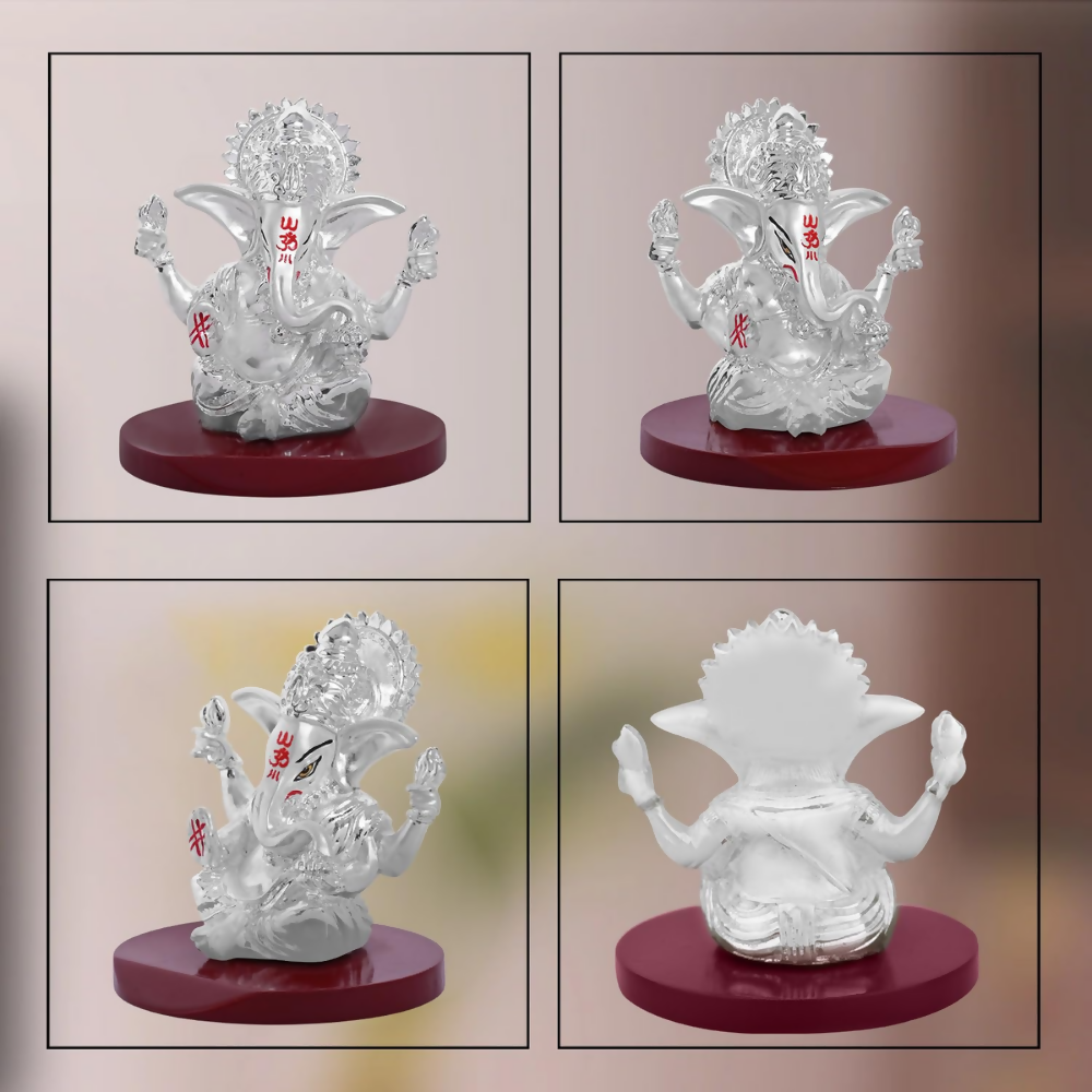 DIVINITI 999 Silver Plated 4 Hand Ganesha Idol - Dista