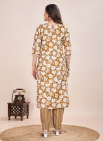 Thumbnail for Prazu Fashion Beige Printed Cotton Blend Kurta Pant Set - Distacart