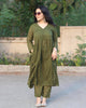 EGF Olive Green Rayon Solid A-Line Kurta With Palazzo - Dista