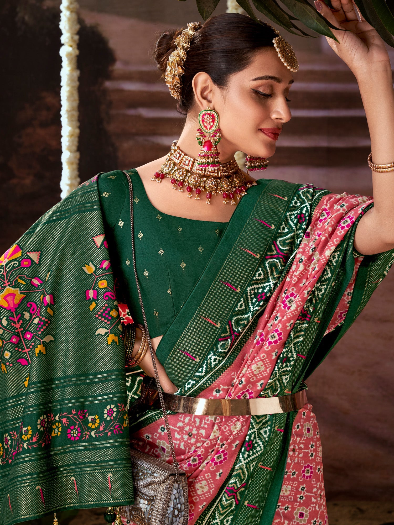 NOZ2TOZ Women's Tussar Silk Pink Printed Designer Saree With Blouse Piece - Distacart