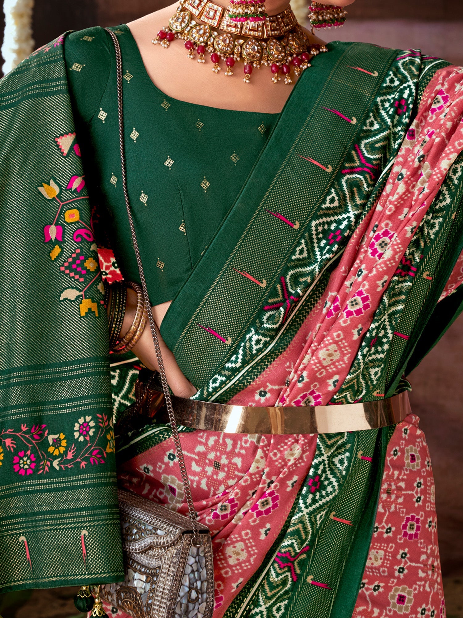 NOZ2TOZ Women's Tussar Silk Pink Printed Designer Saree With Blouse Piece - Distacart