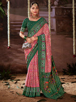 Thumbnail for NOZ2TOZ Women's Tussar Silk Pink Printed Designer Saree With Blouse Piece - Distacart