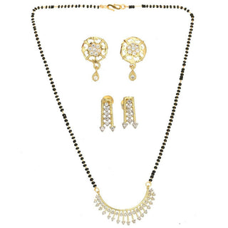 AanyaCentric Gold Plated Mangalsutra with Pendant, 2 Pair Earrings - Distacart