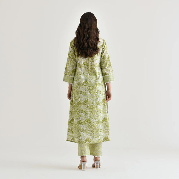 Malishka Women's Lemon Cotton Slub Straight Kurta with Pant - Distacart
