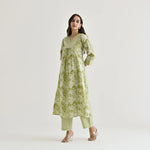 Thumbnail for Malishka Women's Lemon Cotton Slub Straight Kurta with Pant - Distacart