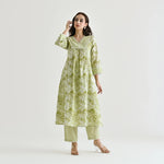 Thumbnail for Malishka Women's Lemon Cotton Slub Straight Kurta with Pant - Distacart