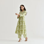 Thumbnail for Malishka Women's Lemon Cotton Slub Straight Kurta with Pant - Distacart