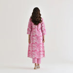 Thumbnail for Malishka Women's Pink Cotton Slub Straight Kurta with Pant - Distacart