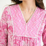 Thumbnail for Malishka Women's Pink Cotton Slub Straight Kurta with Pant - Distacart