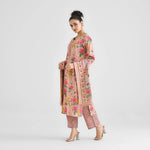 Thumbnail for Malishka Women's Peach Cotton Slub Straight Kurta with Pant And Dupatta Set - Distacart