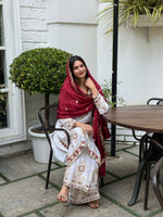 Thumbnail for Teeya Creation White Color Chinon Silk Party Wear Trending Palazzo Set - Distacart
