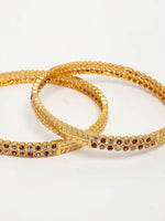 Thumbnail for NVR Women Set of 2 Gold Plated CZ Stone Bangle - Distacart