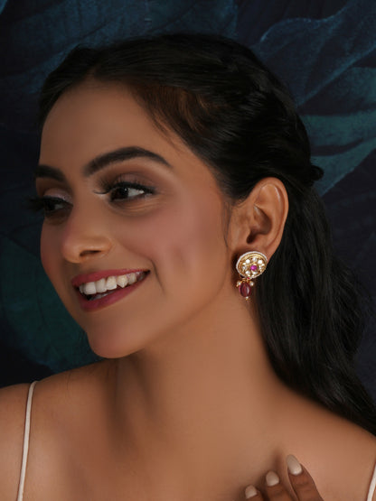 Kundan Studs with Stones (Gold) - Ruby Raang - Distacart