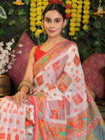 Thumbnail for Astita Linen Cotton White Saree