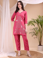 Thumbnail for Embroidered Co Ords, Pink - Hiral Fashion