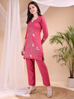 Thumbnail for Embroidered Co Ords, Pink - Hiral Fashion