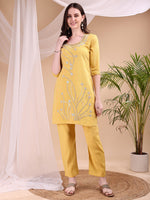 Thumbnail for Hand Embroidered Co Ords, Yellow - Hiral Fashion - Distacart