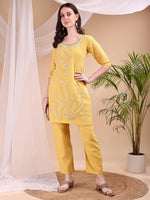 Thumbnail for Hand Embroidered Co Ords, Yellow - Hiral Fashion - Distacart